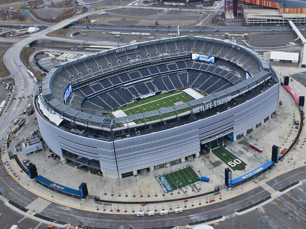 Aerial view of MetLife Stadium in East Rutherford, New Jersey